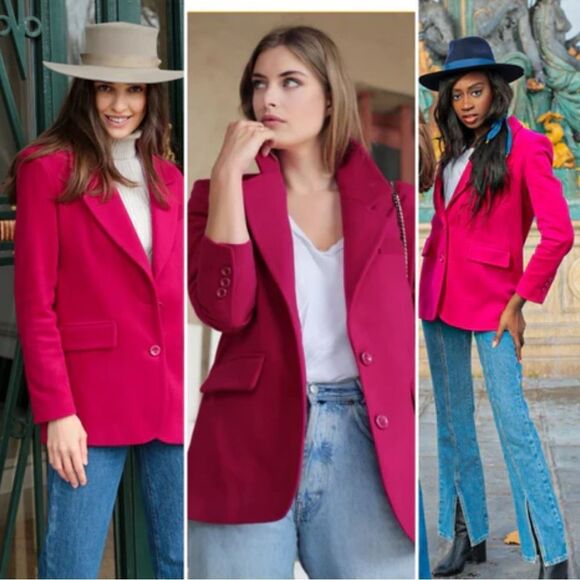 Vintage GAP fuscia Blazer Structured wool coat jacket sz small Elle Woods preppy - Picture 11 of 11